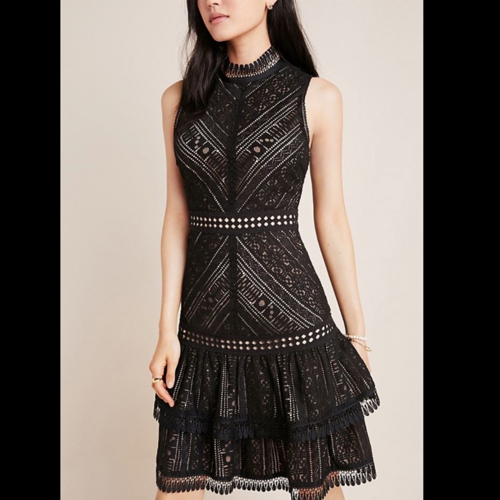 NWT Hailee c Lace mini tiered dress ruffled - Picture 1 of 4